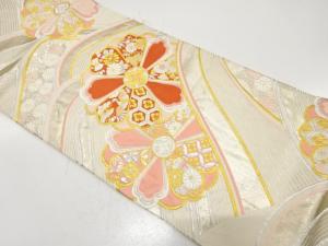 アンティーク　波に花模様織り出し袋帯（材料）